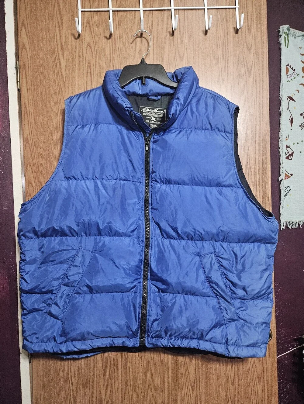 Eddie Bauer Mens Blue Puffer Vest Goose Down Size XL!